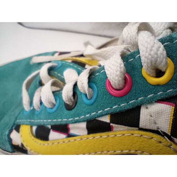 Rare Vans Off The Wall Old Skool Chex Skate Multi-Color Lace Up Shoes M 7, W 8.5 - Picture 11 of 11